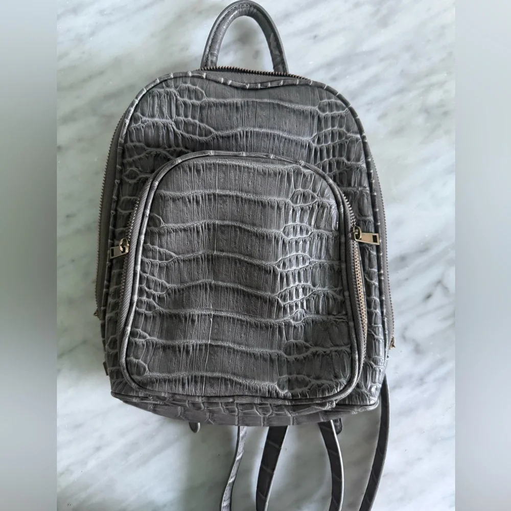 Free People Gray Mini Leather Backpack